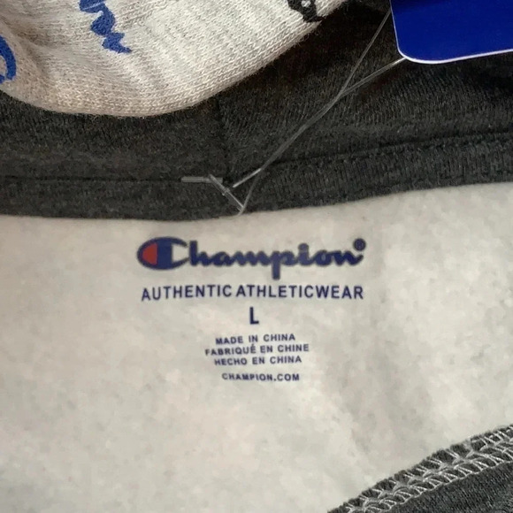 Champion Logo Hoodie Size Large Grey New - Picture 8 of 10